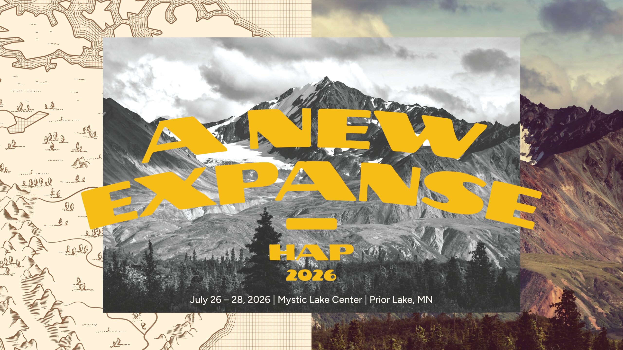 HAP26 Conference Mountain Summit Image, with the tagline A New Expanse